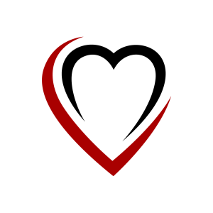 Rotes Herz mit schwarzem Herzen im Inneren